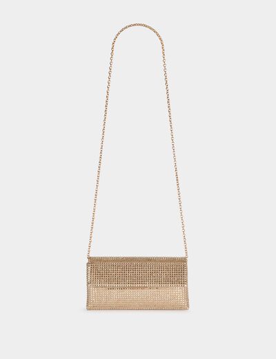 Pochette strass jaune or femme