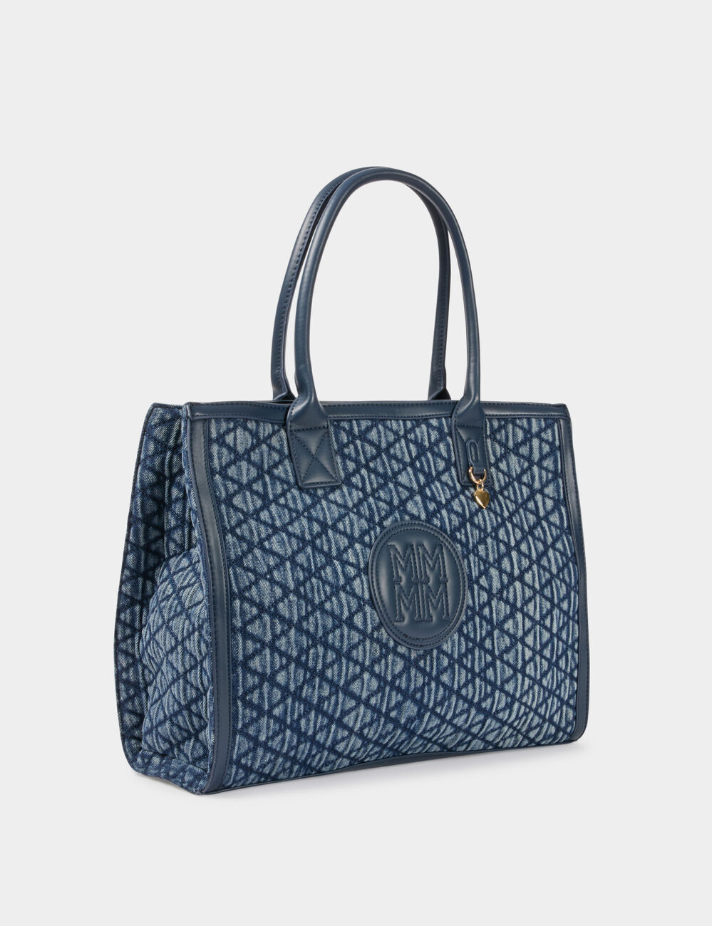 Sac cabas matelass&eacute; denim stone femme