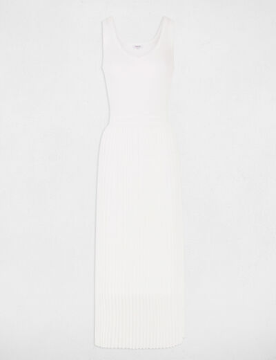 Robe tricot longue cintrée ivoire femme