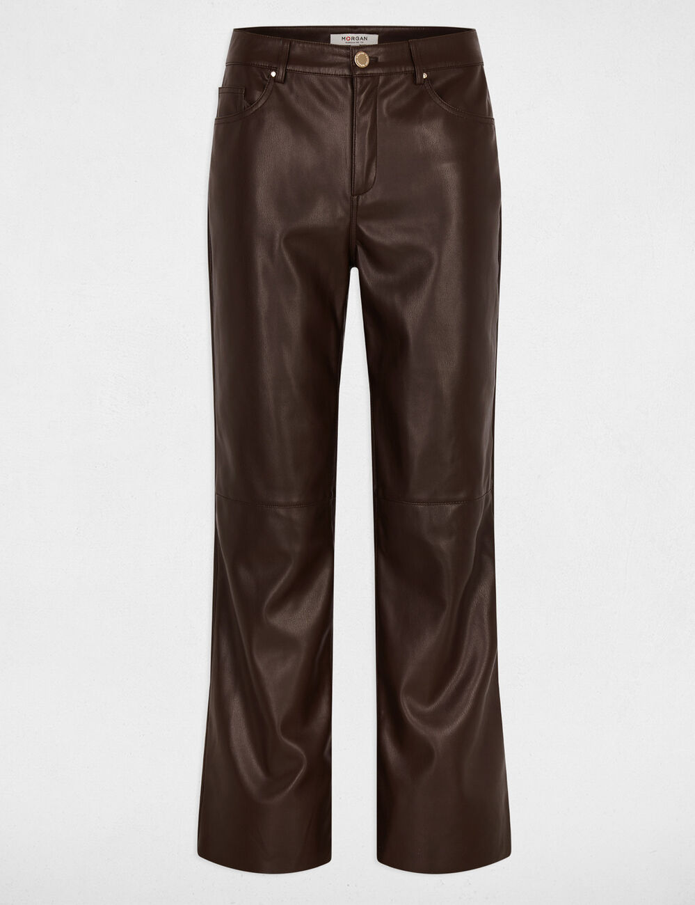Pantalon bootcut similicuir marron fonc&eacute; femme