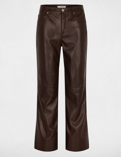 Pantalon bootcut similicuir marron fonc&eacute; femme