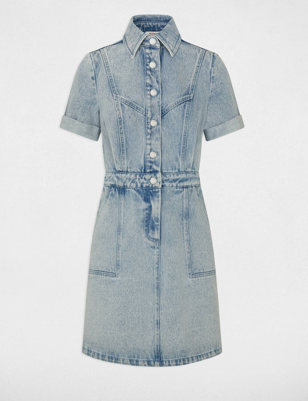 Robe courte boutonnée en jean jean bleached femme