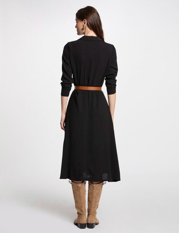 robe midi droite fluide noir femme Robe midi droite fluide noir femme