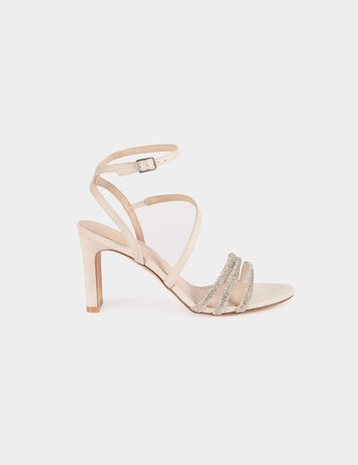 Sandales &agrave; strass beige femme