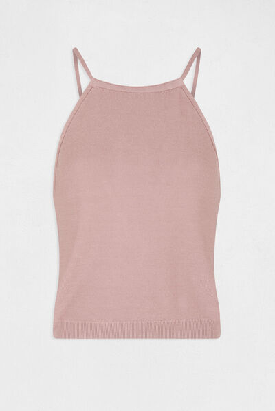 Débardeur pull avec col rond vieux rose femme