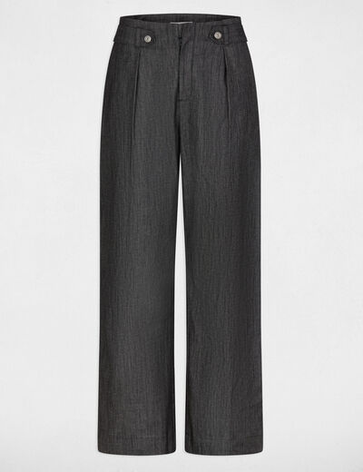 Jean droit taille haute noir femme