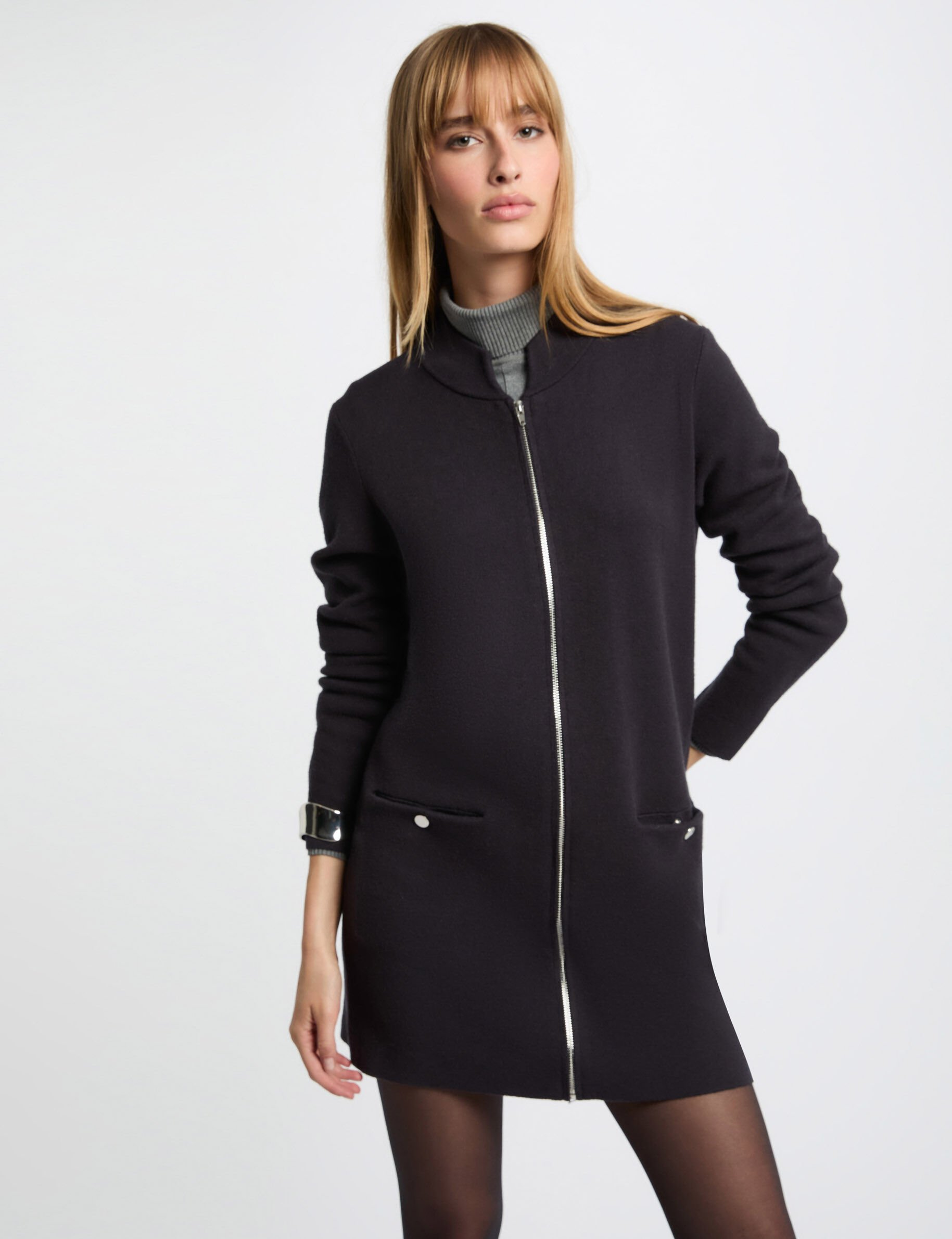 Gilet long manches longues femme