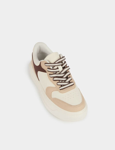 Basket similicuir bicolore blanc femme