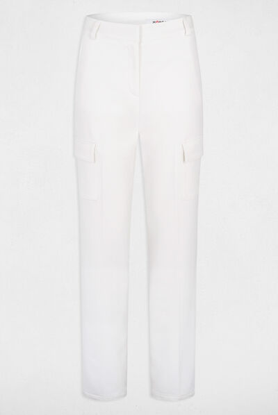 Pantalon droit avec poches latérales ecru femme