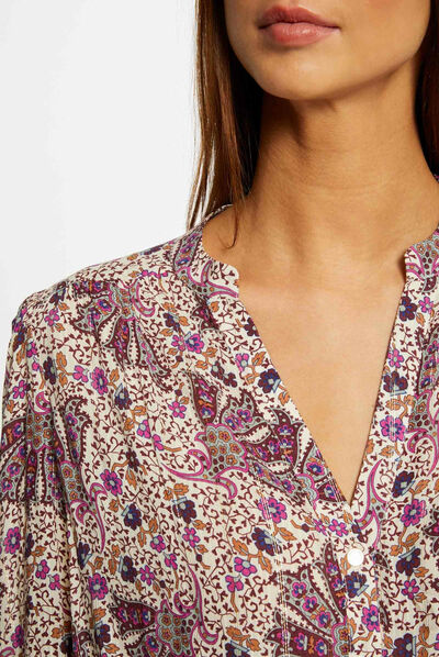 Chemise manches 3/4 imprimé végétal multico femme