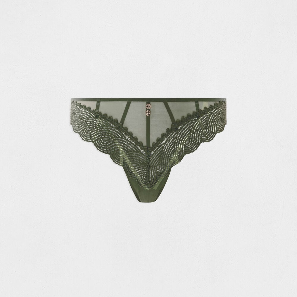 Slip en dentelle vert kaki femme