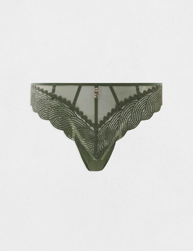 Slip en dentelle vert kaki femme