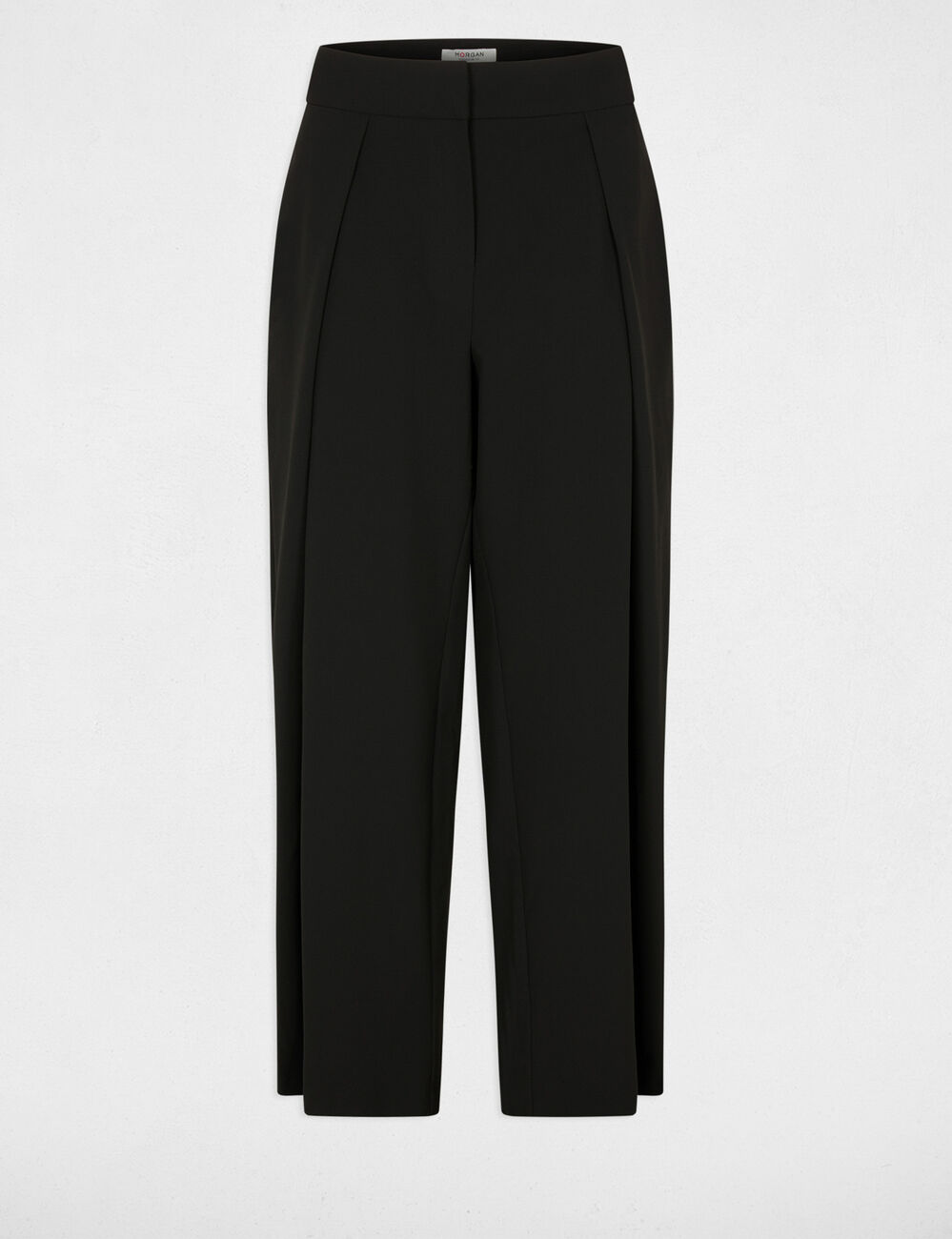 Pantalon taille haute large noir femme