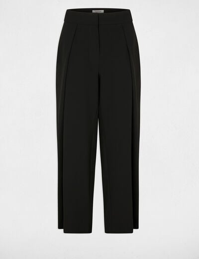 Pantalon taille haute large noir femme