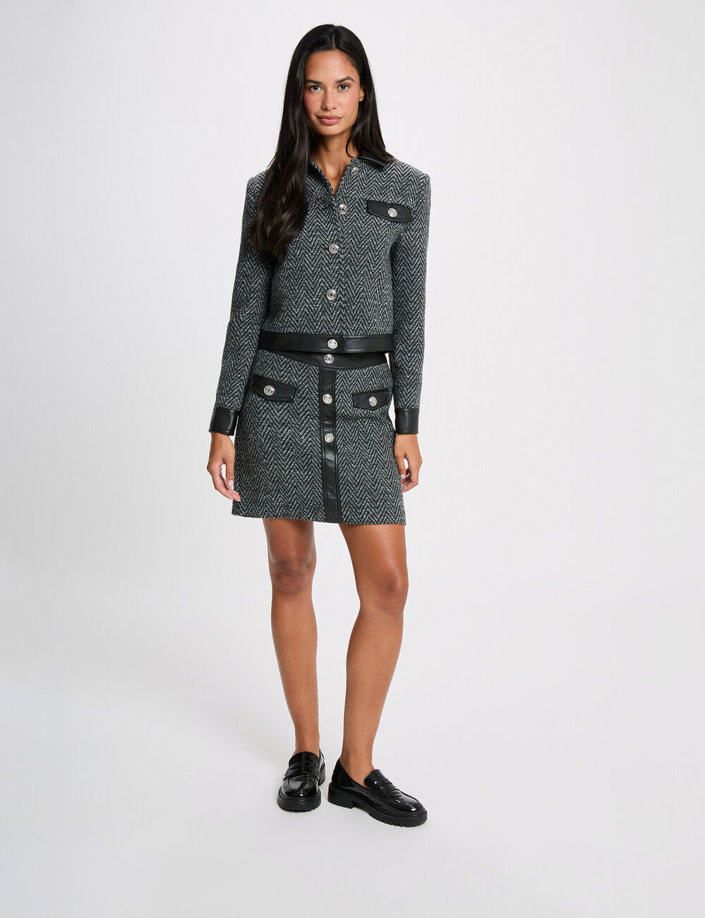 Jupe tweed noir femme