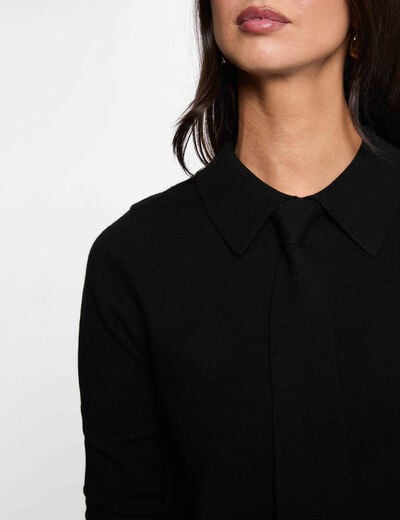 Pull col &agrave; revers noir femme