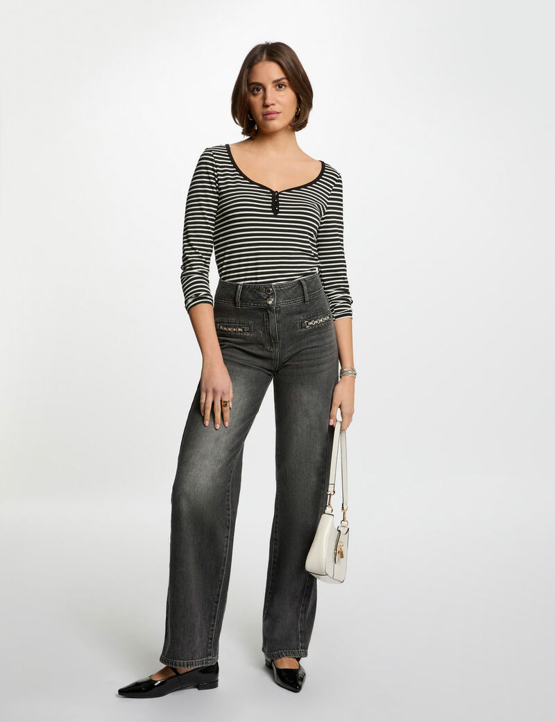 t shirt manches longues noir femme T-shirt manches longues noir femme