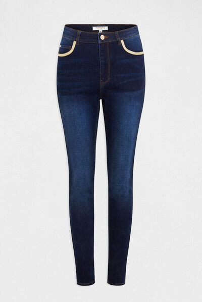Jeans skinny à bandes métallisées jean brut femme