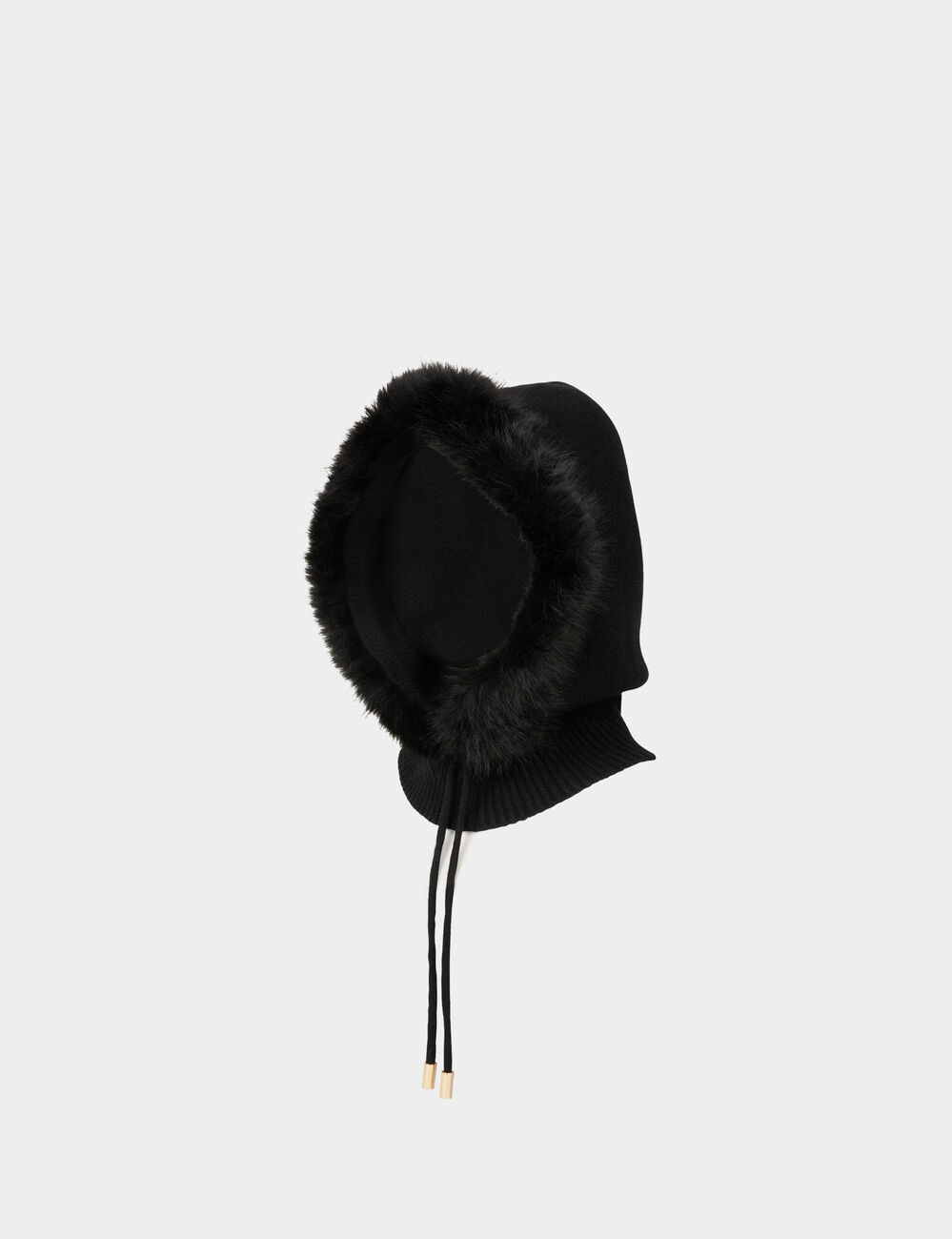 Cagoule bord fausse fourrure noir femme