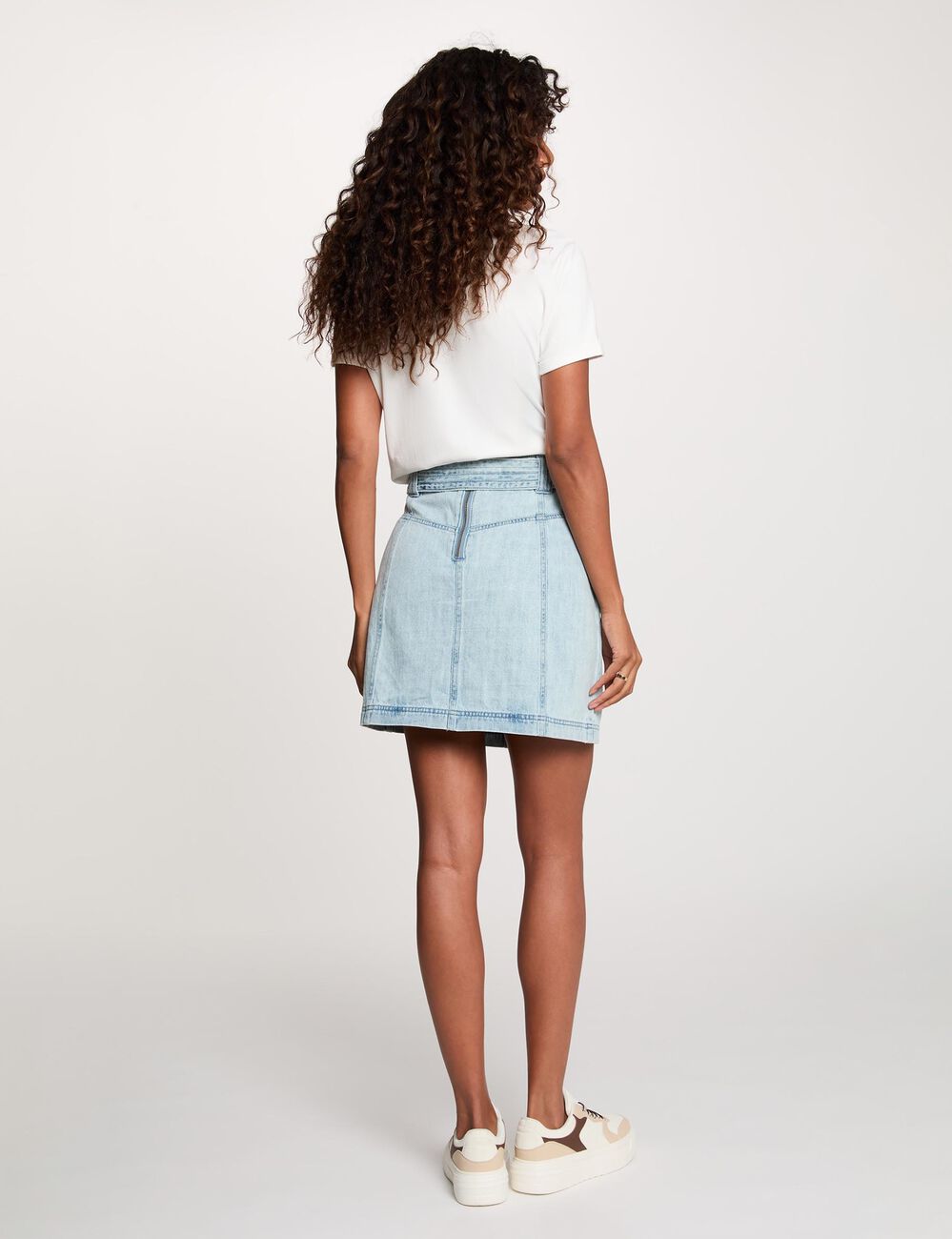 Jupe courte en jean denim bleach femme