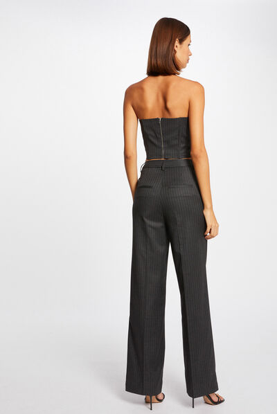Bustier sans manches à rayures gris anthracite femme
