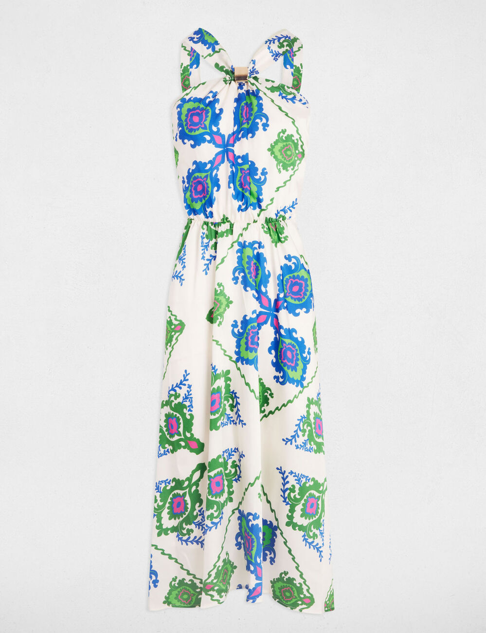Robe midi trapèze imprimée multicolore femme