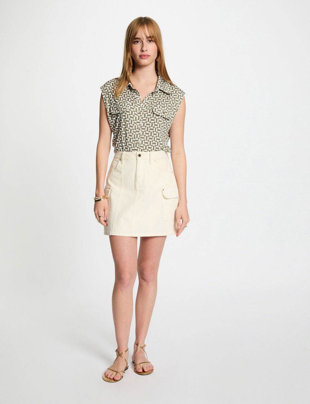 Blouse manches courtes blanc femme