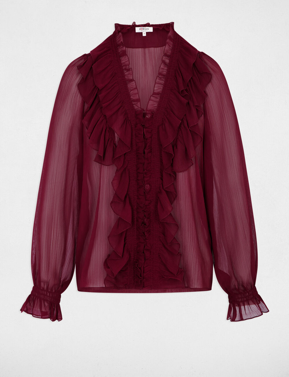 Chemise fluide col v bordeaux femme