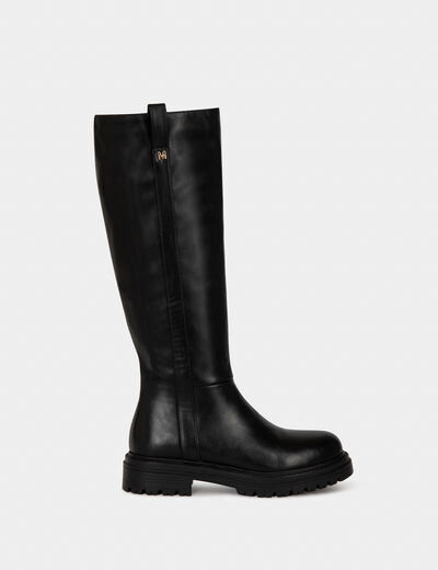 Botte similicuir noir femme