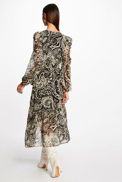 Robe midi portefeuille imprimé cachemire multico femme