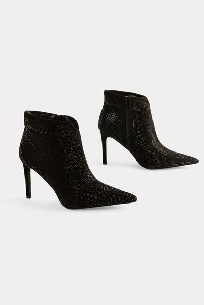 Bottines à talons avec strass noir femme