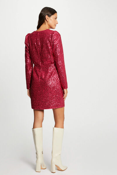 Robe droite à sequins rose moyen femme
