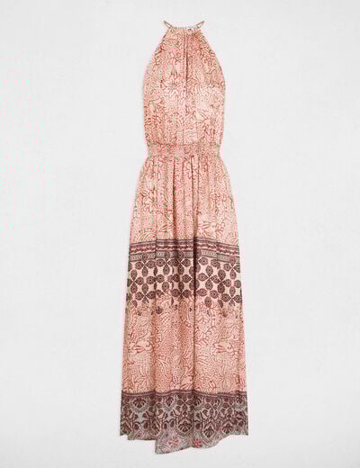 Robe longue droite imprimée multicolore femme
