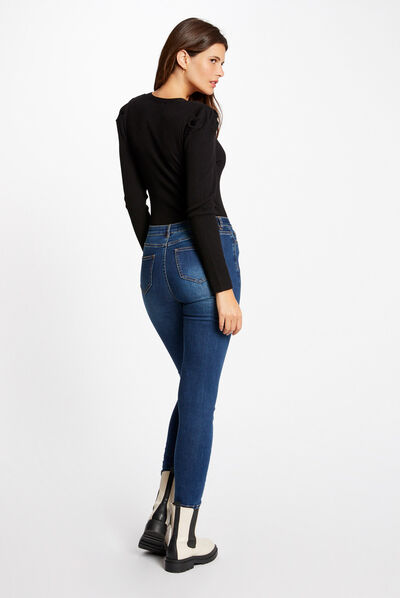Pull manches longues avec boucle noir femme