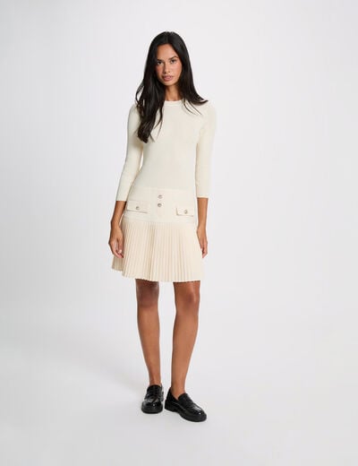Robe pliss&eacute;e 2-en-1 ivoire femme
