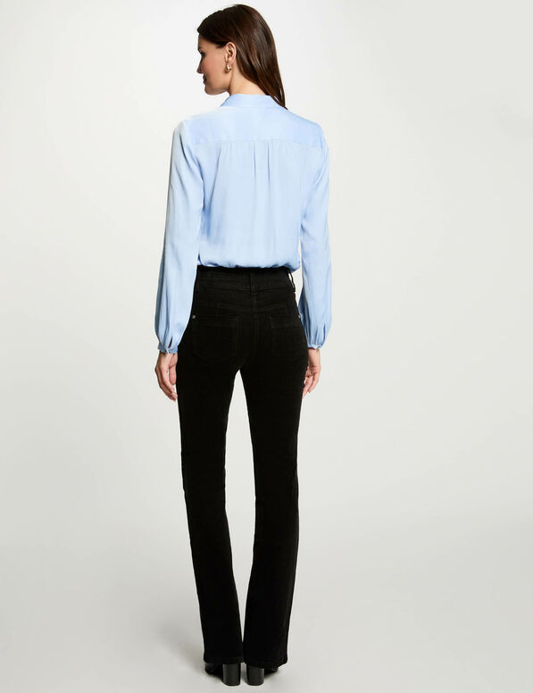chemise manches longues satin bleu ciel femme Chemise manches longues satin bleu ciel femme