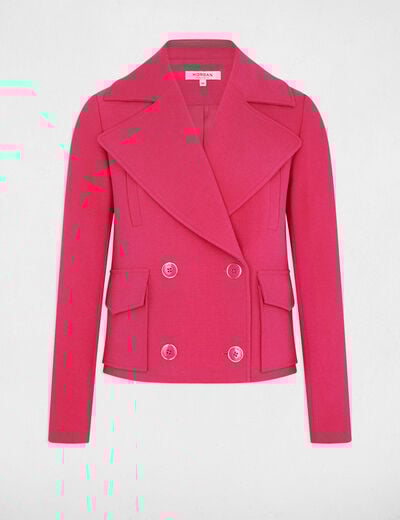 Manteau court boutonné rose moyen femme