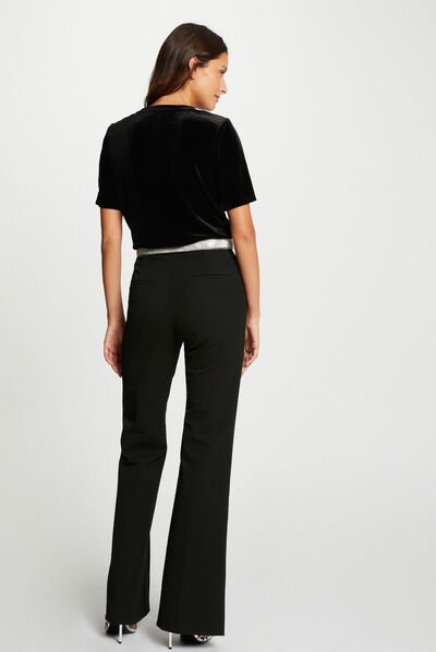 T-shirt manches courtes velours noir femme
