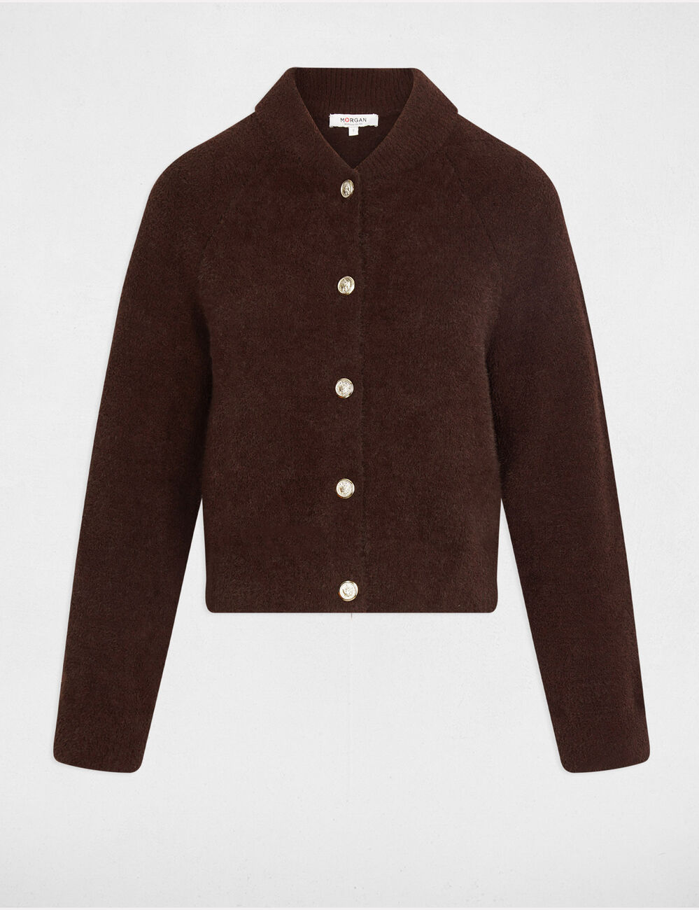 Gilet manches longues marron fonc&eacute; femme
