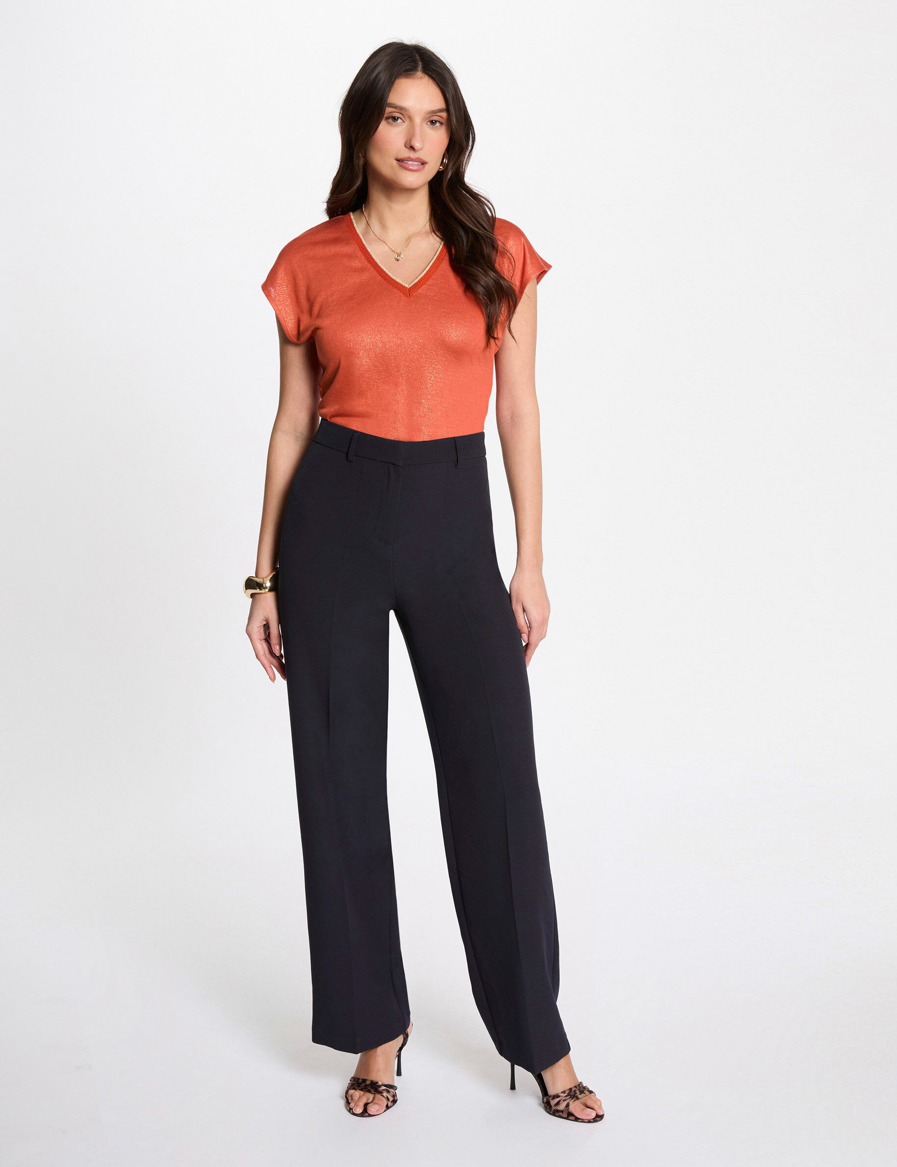 Pantalon droit à pinces femme