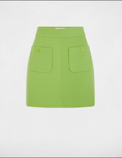 Jupe courte poches plaquées vert anis femme
