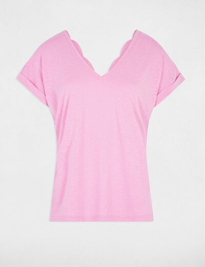 T-shirt manches courtes rose femme