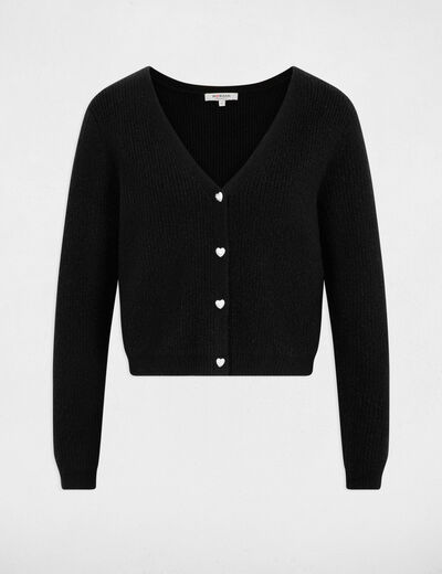 Gilet col en V noir femme