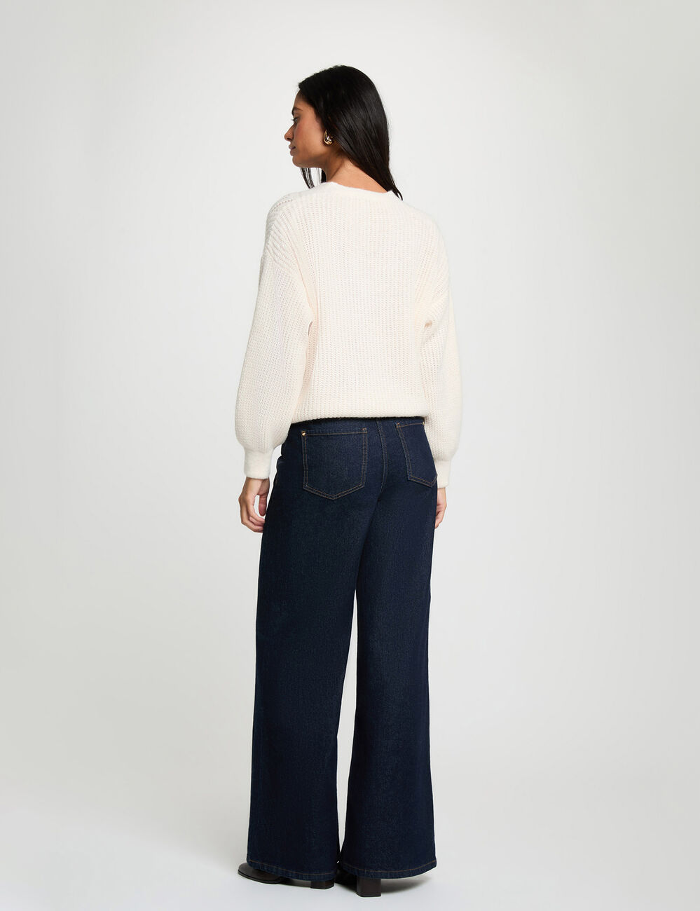 Gilet col v ivoire femme