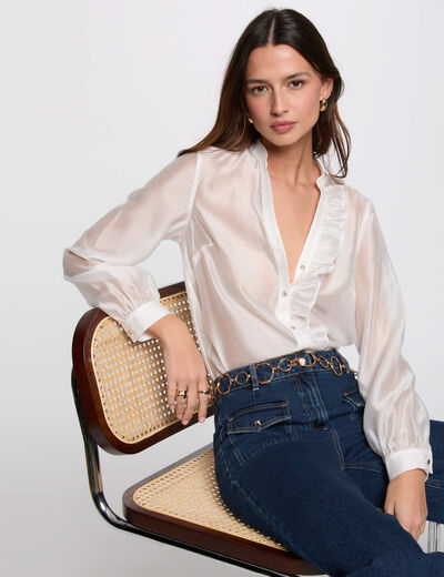 Chemise manches longues blanc femme