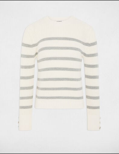 pull col rond et rayures ivoire femme Pull col rond et rayures ivoire femme