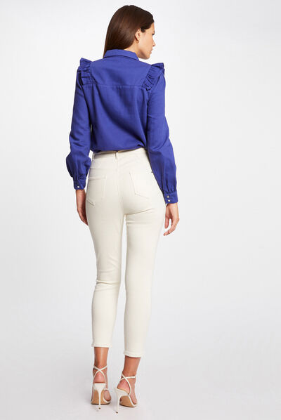 Chemise manches longues avec volants violet femme