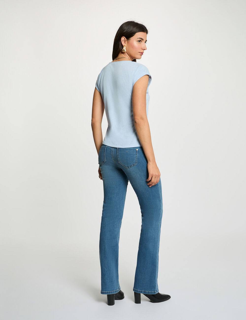 T-shirt manches courtes bleu ciel femme