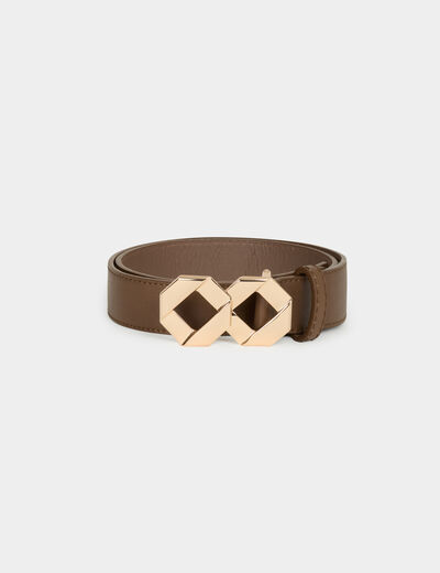 Ceinture fine similicuir marron clair femme