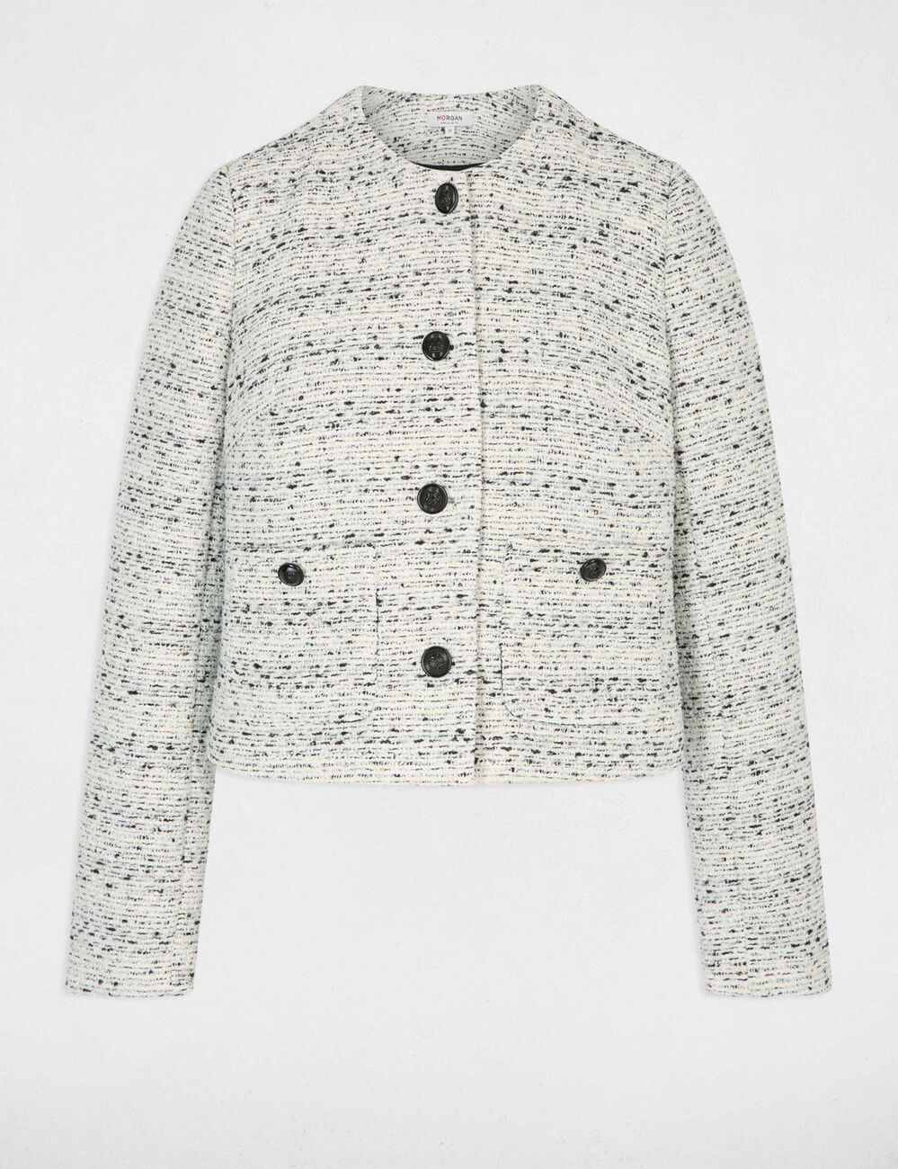 Veste droite col rond ivoire femme